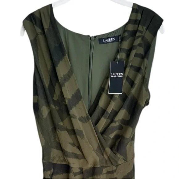 Lauren Ralph Lauren Green Midi Dress NWT Size 16 Fit & Flare - Picture 5 of 12